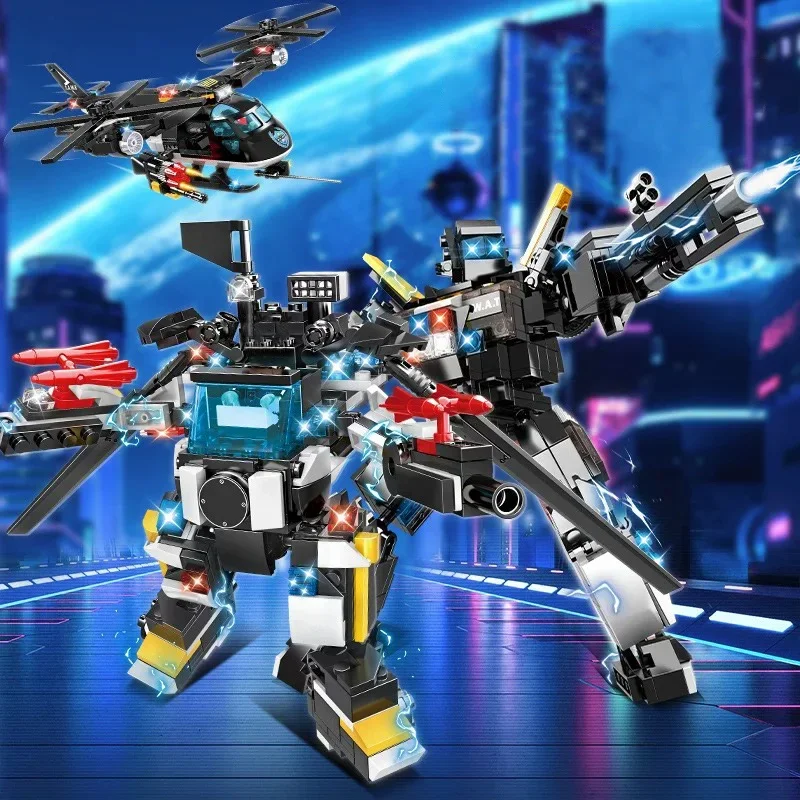 Ideas Series 2 In 1 SWAT Transforming Mecha Car Building Blocks Military Plane Robot Model Bricks Toys For Kid Birthday Gift MOC