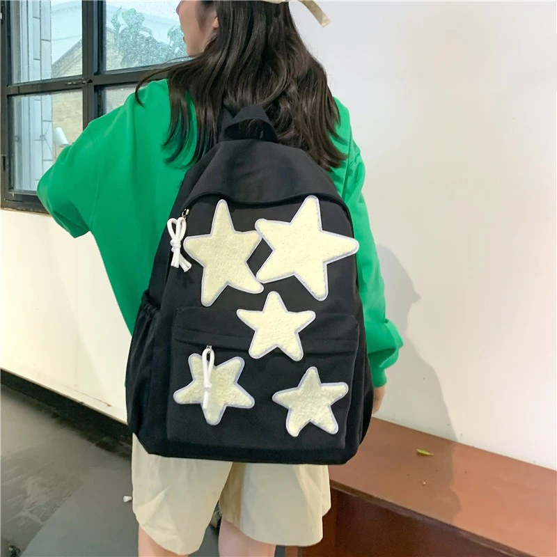 Women Backpack Large Capacity Nylon Casual Star Kawaii Back Pack Student Shoulder Bag Travel School Bags for Girls Bookbags