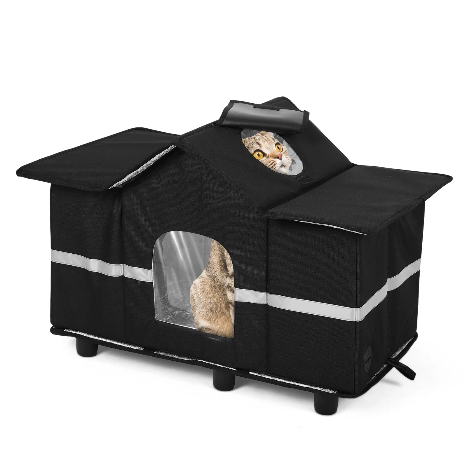 

Водонепроницаемый уличный домик для кошек с окном на крыше, большой утепленный домик для животных, можно использовать в помещении, зимой и летом, на улице