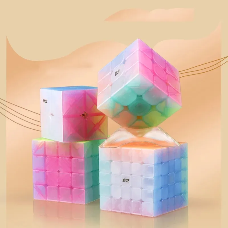 4Pcs/set QiYi Jelly Magic Cube 2x2 3x3 4x4 5x5 Educational Puzzle Magic Cube Toys For Children Kids Gift Toy Cubo Magico