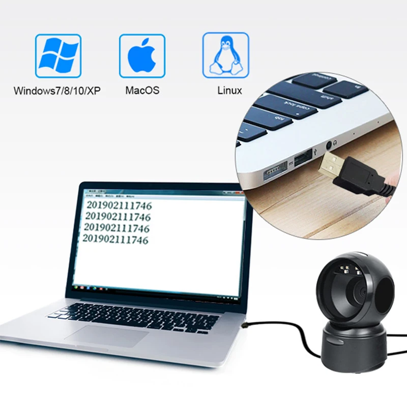 2D Barcode Scanner Image Platform Desktop Scanner 1D 2D QR code reader USB Omnidirectional High-speed Precision Durable scanner