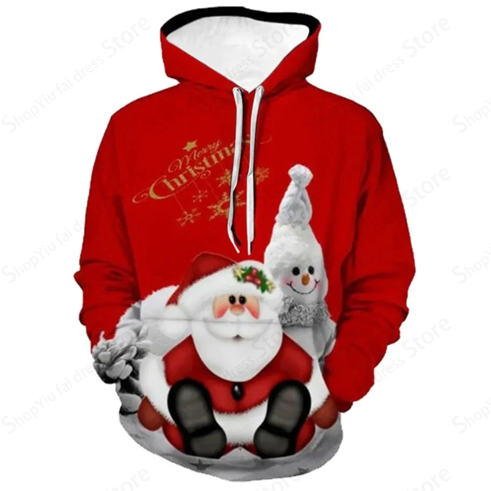 Felpa con cappuccio da uomo albero di natale pupazzo di neve babbo natale felpa con cappuccio 3d uomo donna felpe con cappuccio moda felpa grafica