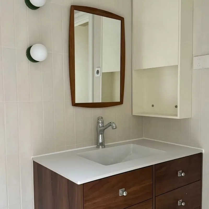 

olid wood bathroom cabinet combination bathroom hand wash basin pool wash table rock slab wall-mounted bed and breakfast