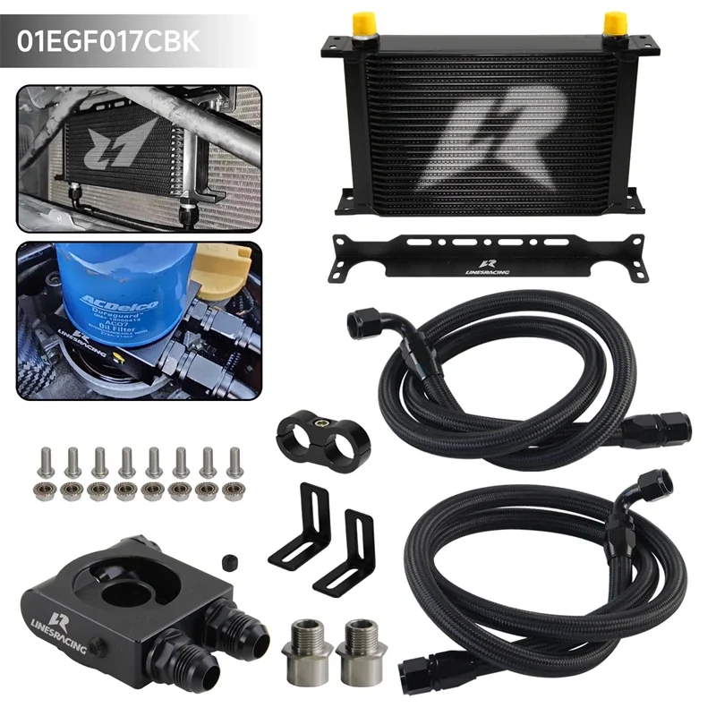 Black LR AN10 25 Row Oil Cooler Kit+73 Degree Thermostat Sandwich Plate kit M20×1.5 & 3/4