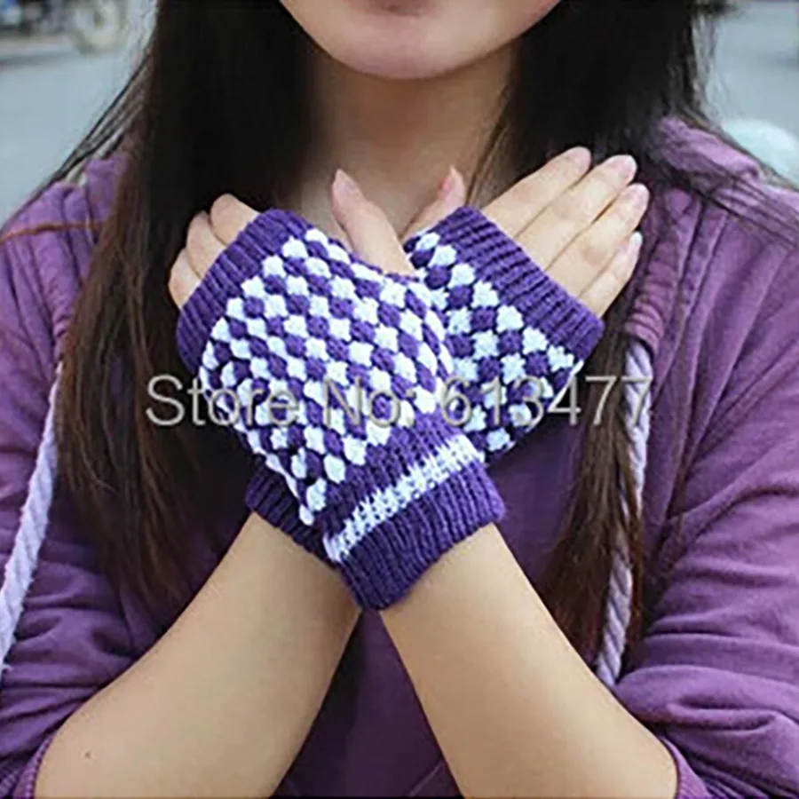

Over 2pcs 30%off autumn Winter outdoor warm women lady knitted mitton Protective full / half finger gloves 1pair=2pcs GW46