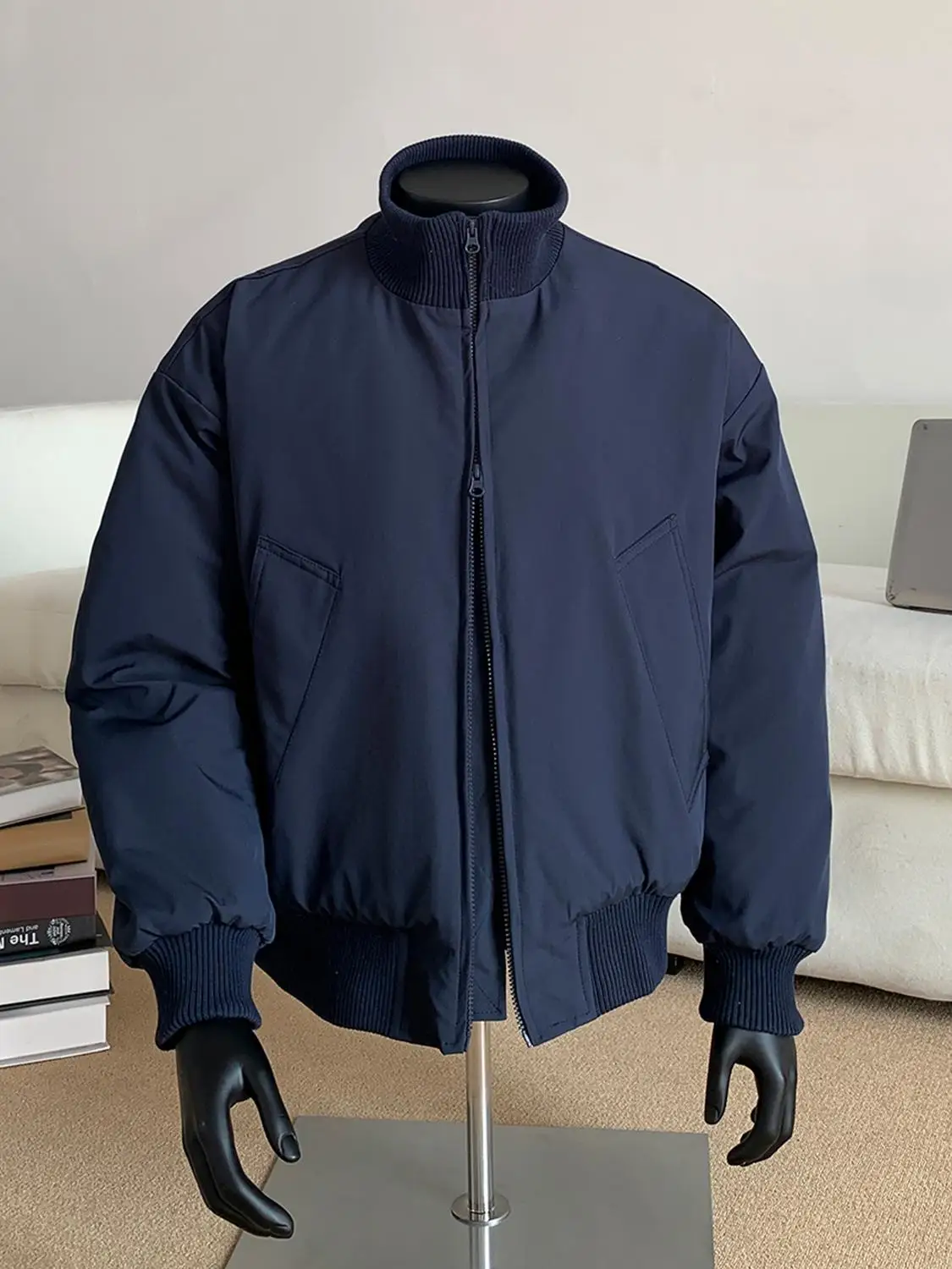 

Мужская осенне-зимняя куртка-бомбер American Style: хлопковая, с воротником-стойкой, для работы и повседневной носки, в бейсбольном стиле