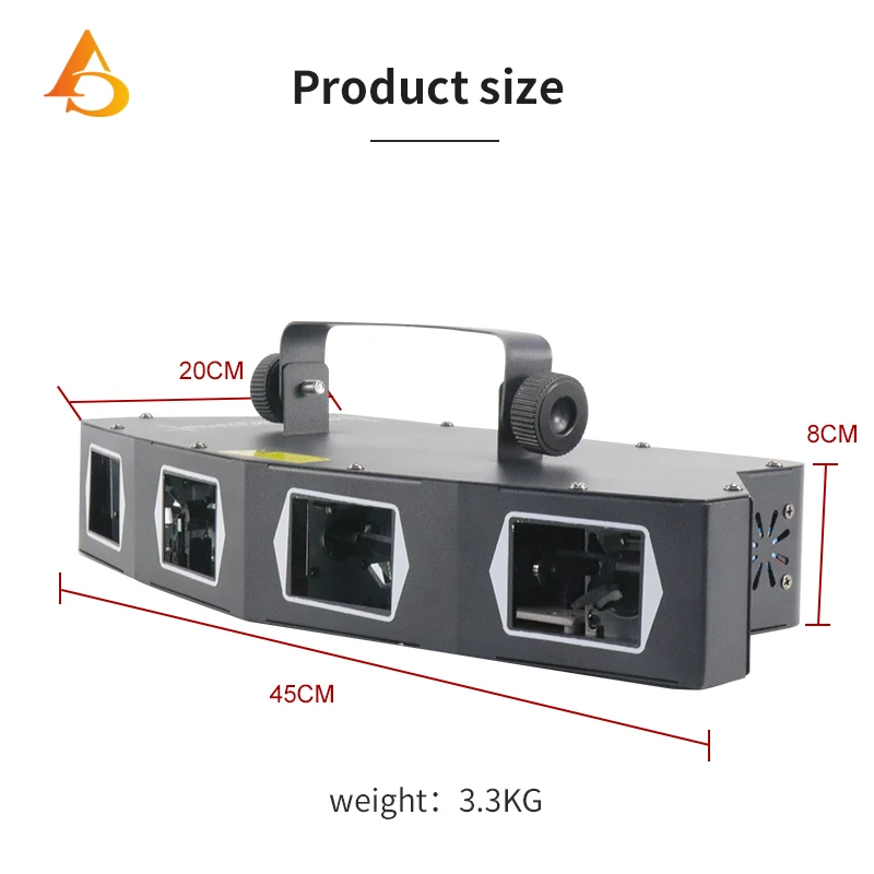 4 Lenses DMX Laser Stage Light Projector RGB Beam Disco Show DJ Party Light