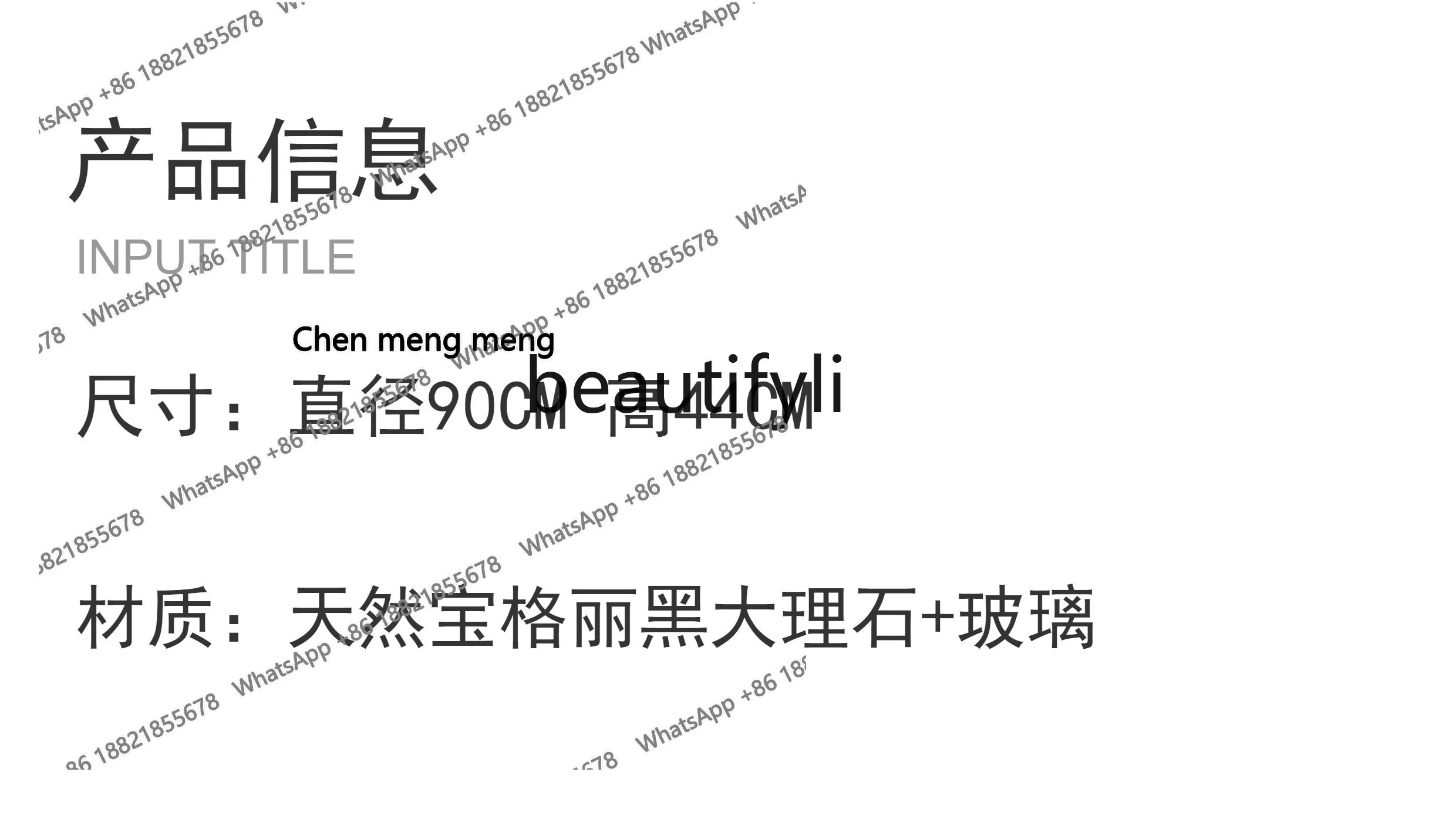 Modern designer round natural, black marble luxury stone coffee table glass coffee table H H