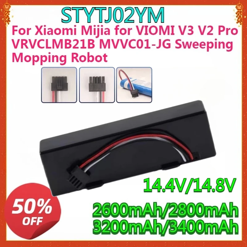 

For Xiaomi Mijia VIOMI V3 V2 Pro VRVCLMB21B MVVC01-JG Sweeping Mopping Robot 14.8V 3400mAh Vacuum Cleaner Rechargeable Battery