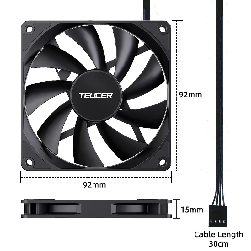 TEUCER UT-9015 PC Case Cooling Fan PWM 4PIN Hydraulic Bearings Thin Fan 12V For Computer CPU Cooling