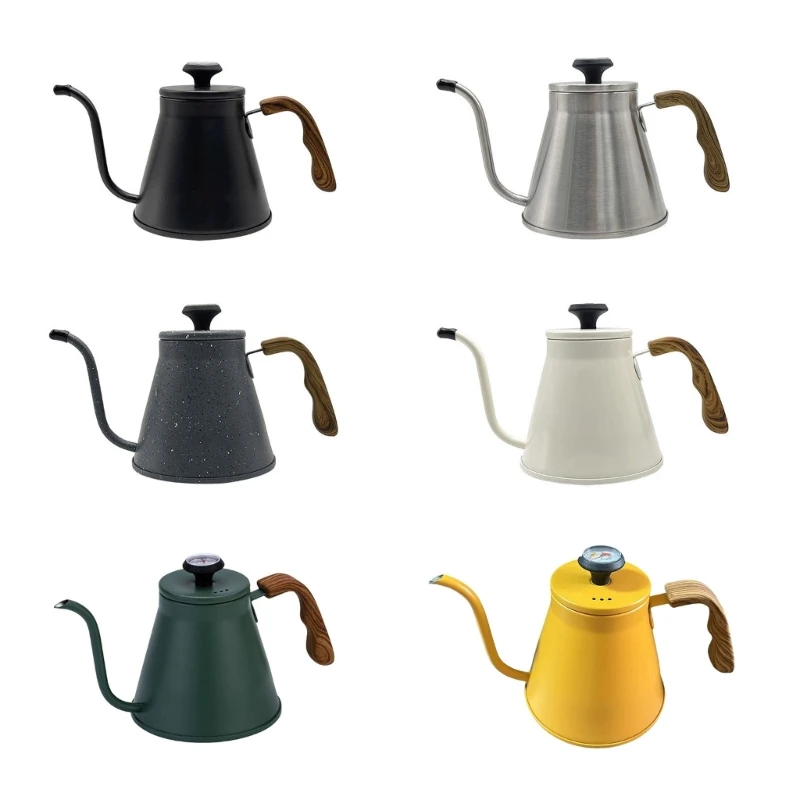 4X7B Stainless Steel Gooseneck Kettles 1.2L Feature Thermometers and Hot Resistant Handle for Accuracy Pour Coffee