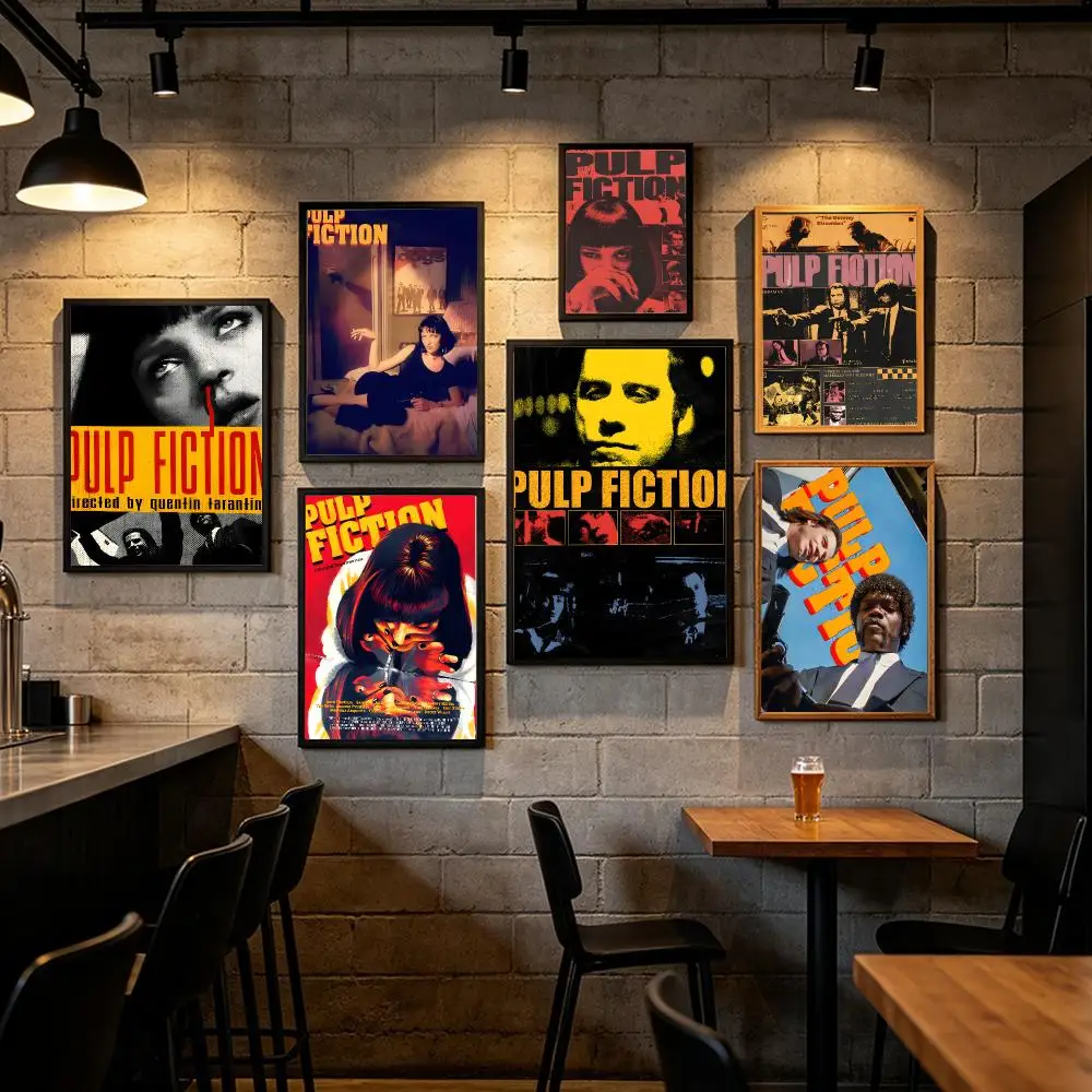 Classic Movie P-Pulp Fiction Poster Art HD Art Sticky Wall Waterproof Home Living Room Bar Decoration