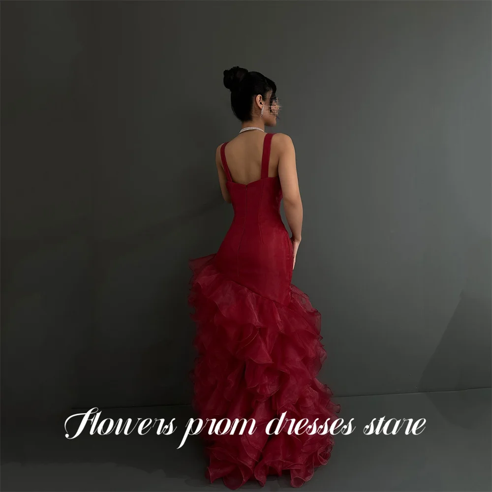 Blumen Rot Charmantes Abendkleid Schatz-Abschlussballkleid Ärmellos Rüschen Hochzeitskleid Satin Robes de Soirée Maßgeschneidert