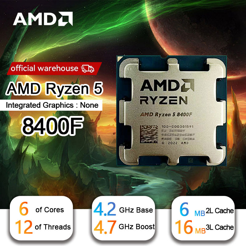  New AMD R5 8400F Ryzen 5 8400F 6 Cores 12 Threads 4.2GHz Desktop computer processor with AM5 Socket CPU 
