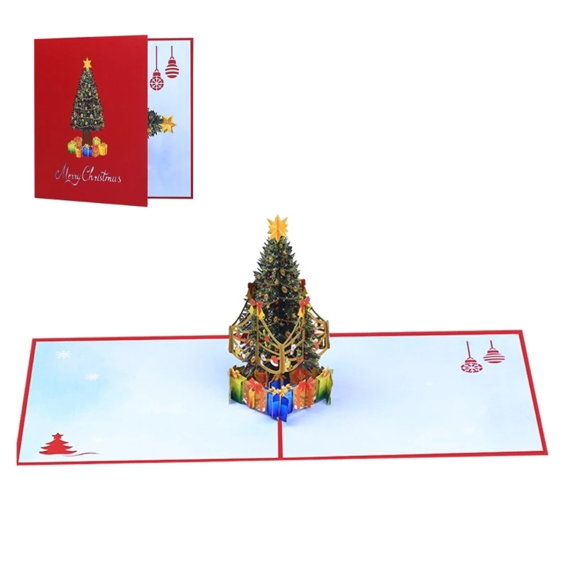 3D Christmas Tree Popup Greeting Card Celebratory 3D Christmas Tree Greeting Card Easy Fold and Write Paper Card Charm