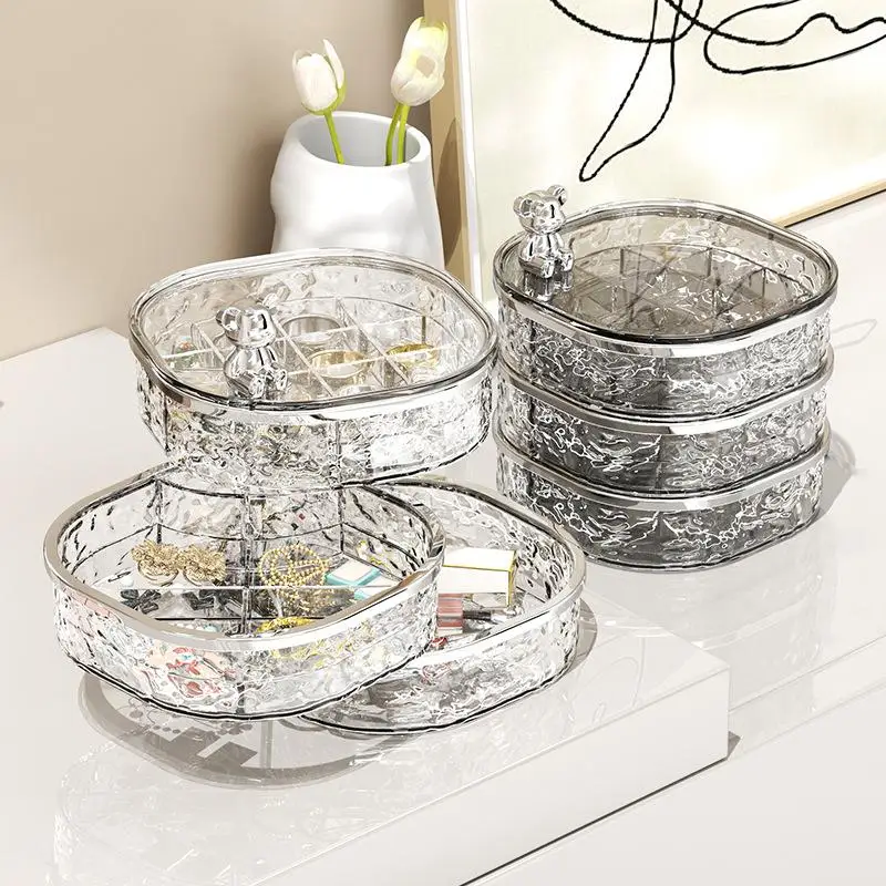 Rotating Jewelry Box, Transparent Band Partition High-end Exquisite Jewelry Storage Box, Earring, Hairpin And Ring Storage Box