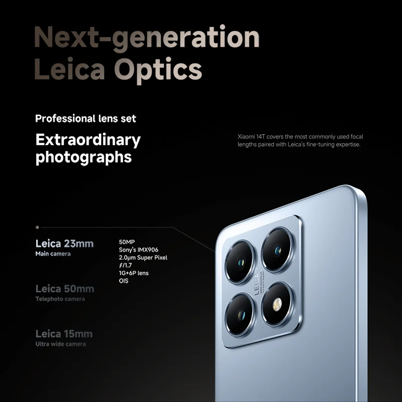 الإصدار العالمي الجديد لهاتف Xiaomi 14T 5G الذكي MediaTek Dimensity 8300-Ultra CPU 12GB RAM 144 هرتز AI Display 50MP 67W HyperCharge NFC