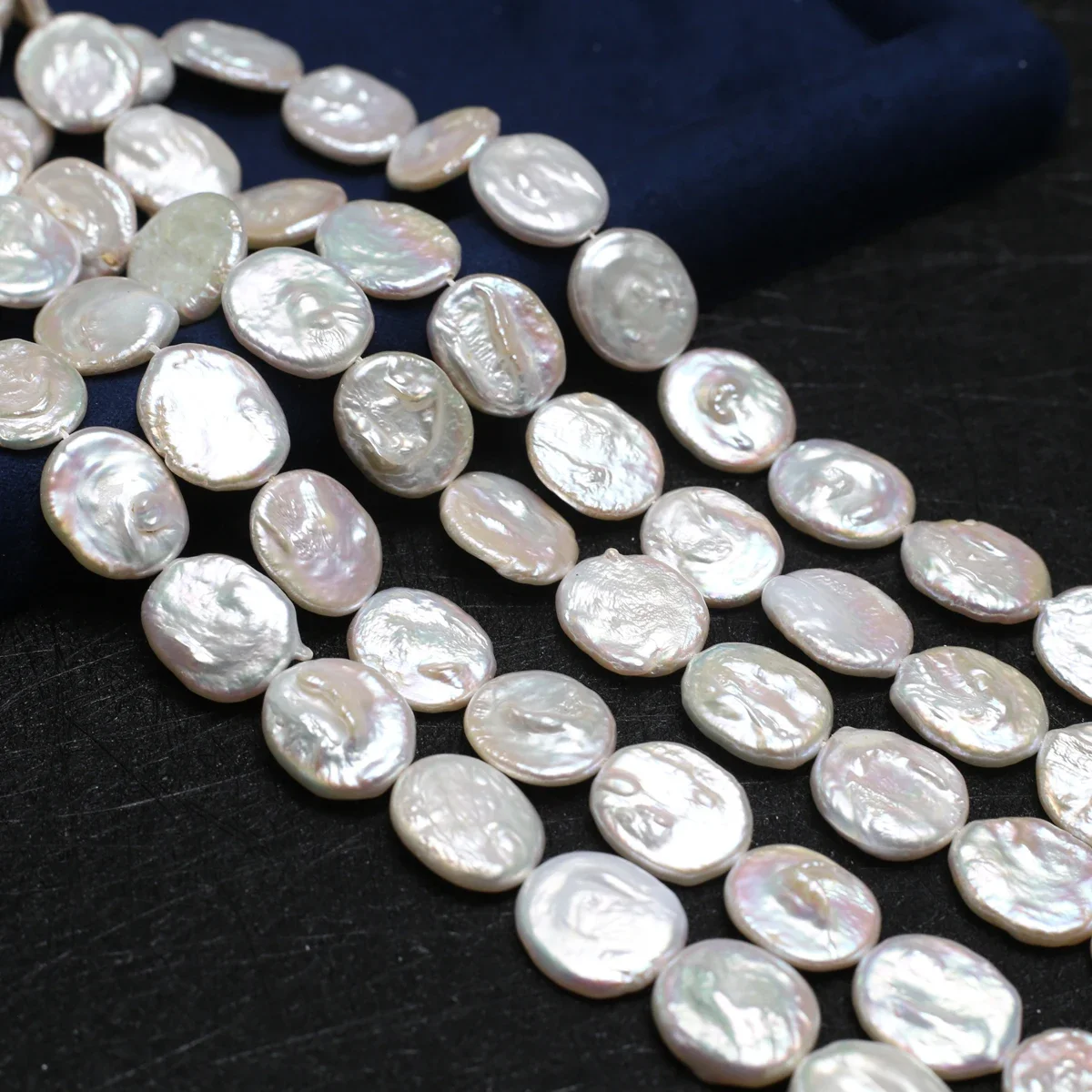 AAA 화이트 패션 천연 담수 진주 타원형 바로크 단추 구슬 쥬얼리, DIY 목걸이 팔찌 액세서리 선물 만들기, 14x16mm