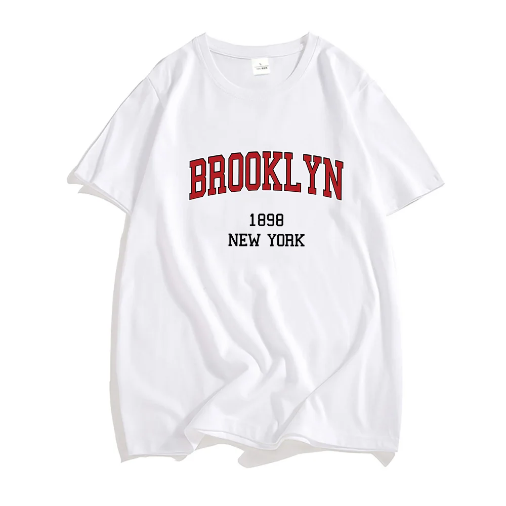 Brooklyn 1898 New York T Shirts MEN Letters Minimalism Style T-shirts 100% Cotton High Quality Tshirts Aesthetic Sense of Design