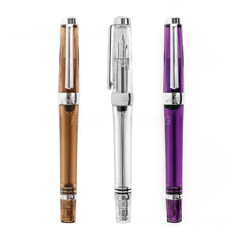 Wing Sung 3013 Vacuum Negative Pressure Fountain Pen Resin Transparent Ink Pen EF/F Nib 0.38/0.5mm Fountain Pen Business Gift