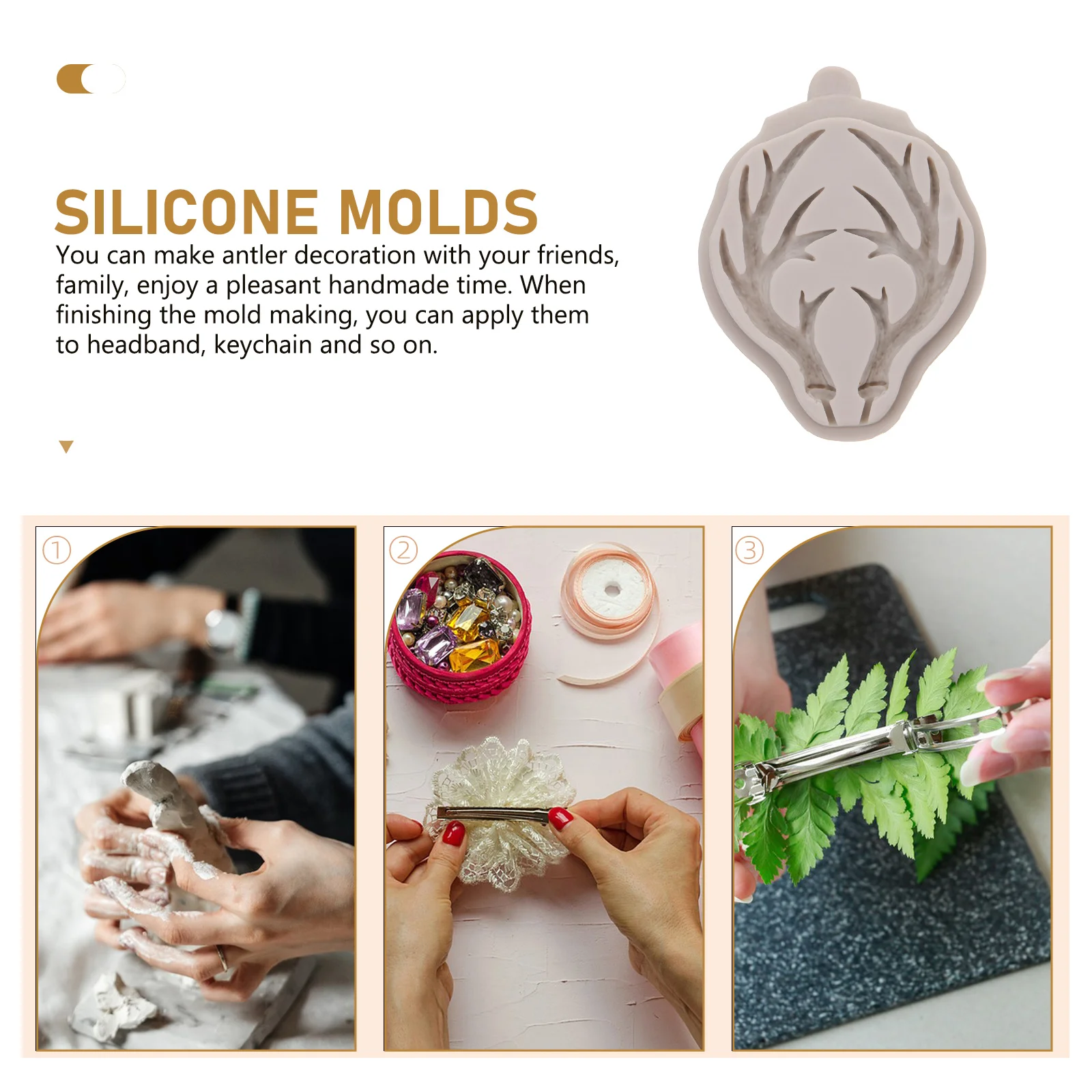 

4 Pcs Antler Hairpin Molds Flexible Reusable Silicone Jewelry Crafts Resin Mold Accessories Antler Making Mold Parts