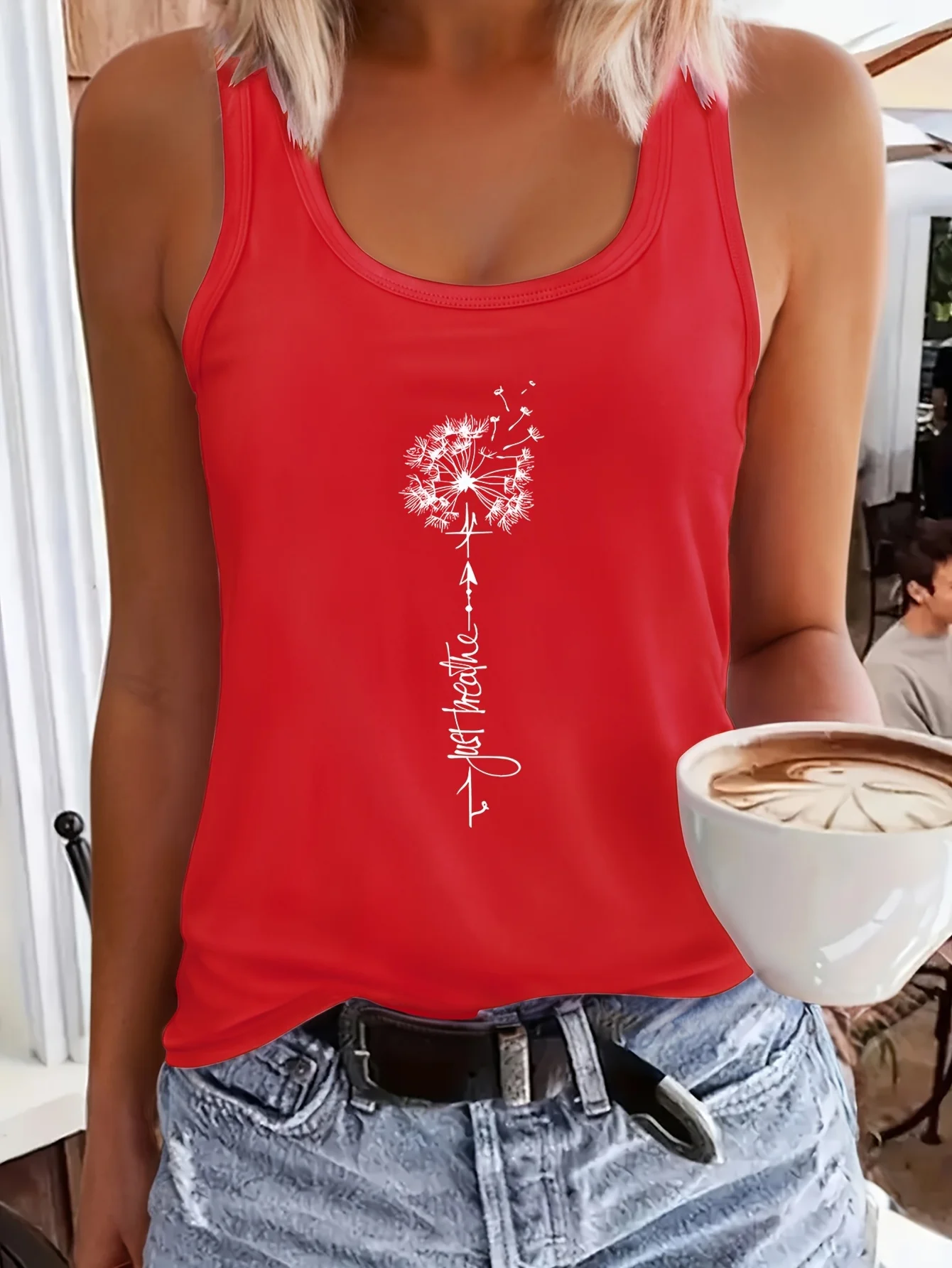 printed Summer women's loose and personalized dream catcher mesh printed vest top T-shirt comfortable sleeveless