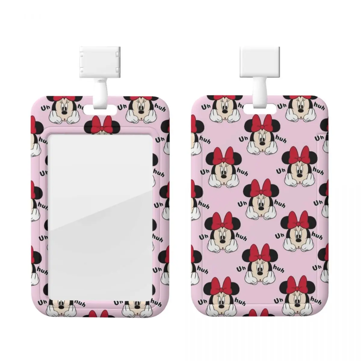 

Пользовательские держатели для бейджей с Микки Маусом и Минни с красным бантом, держатель для карточек для больниц, унисекс, шейный ремешок, держатели для кредитных карт, шейный ремешок