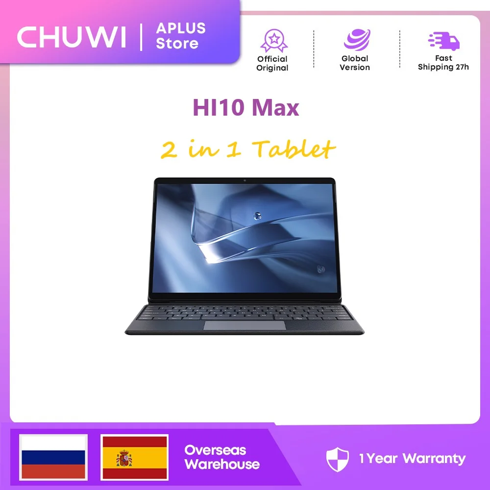 

CHUWI HI10 Max 2 IN1 Windows Tablet Laptop Intel N100 12.96'' 3K Touch Screen 512GB SSD 12GB RAM Tablets Support Keyboard Stylus