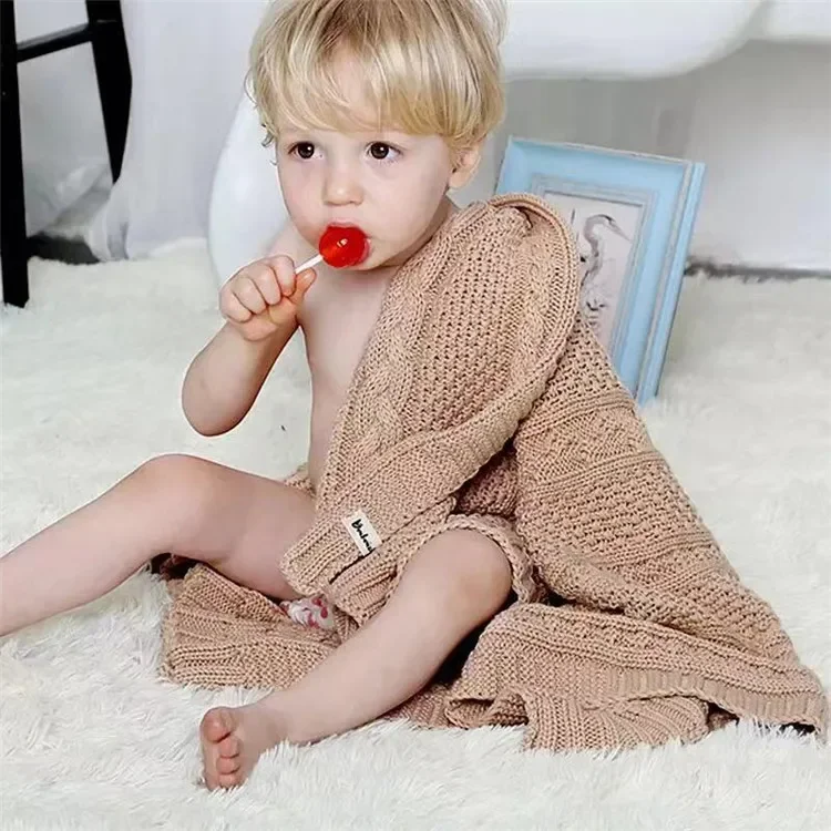 15JWS0720 wholesale soft knitted wool kids sleeping  throw factory custom pure cashmere baby blanket