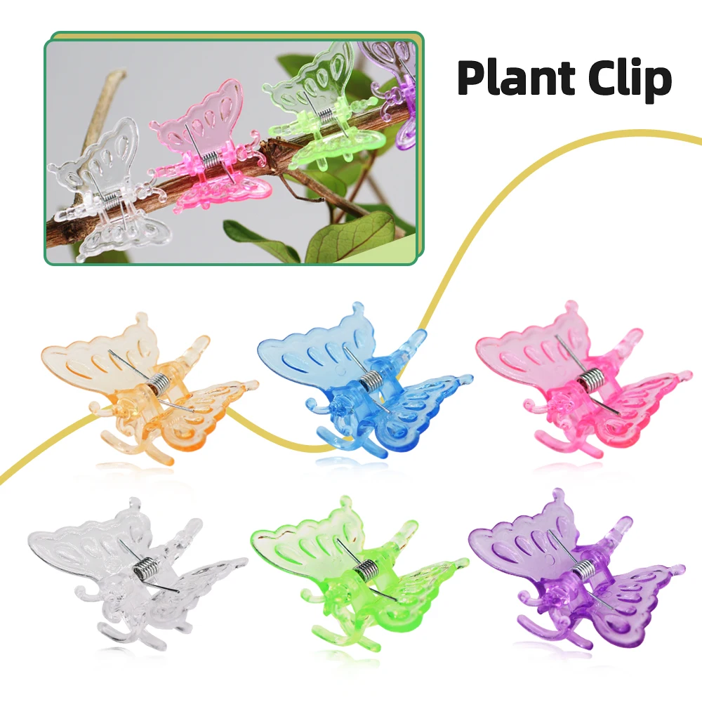 Garden Plant Clip Orchid Support 20x35mm for Home Potted Flower Climbing Vine Fixed Cute Butterfly Colorful Animal Decoration