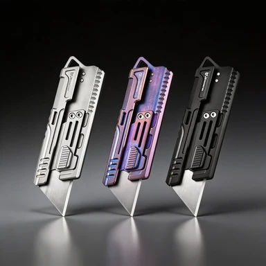 Titanium Alloy Pocket Cutter Portable Mini DIY Utility Knife Retractable Small EDC Cutting Tool Outdoor Pocket Box Opener Knife