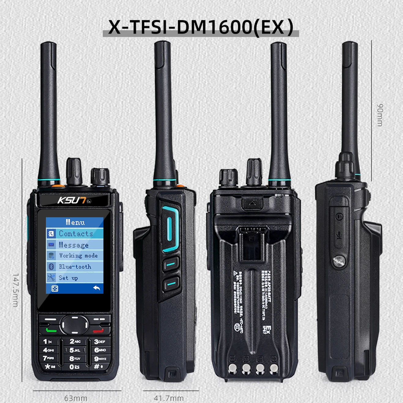 Professional Explosion-proof Walkie Talkie Waterproof Analog Digital Two Way Radio Intrinsically Safe Long Range KSUT DM1600(EX)