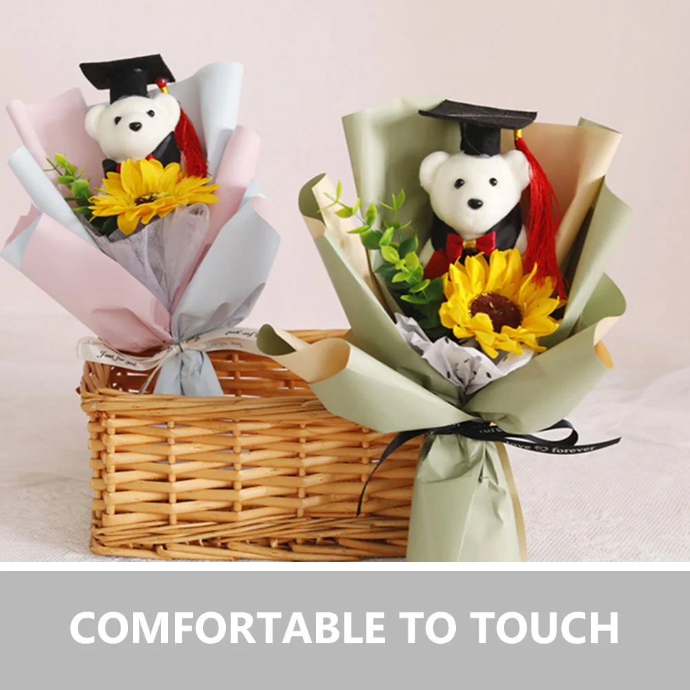 5 Pcs Plush Bears Stuffed Animal Gifts Flower Bouquet Decoration Accessories Graduation Mini Toys