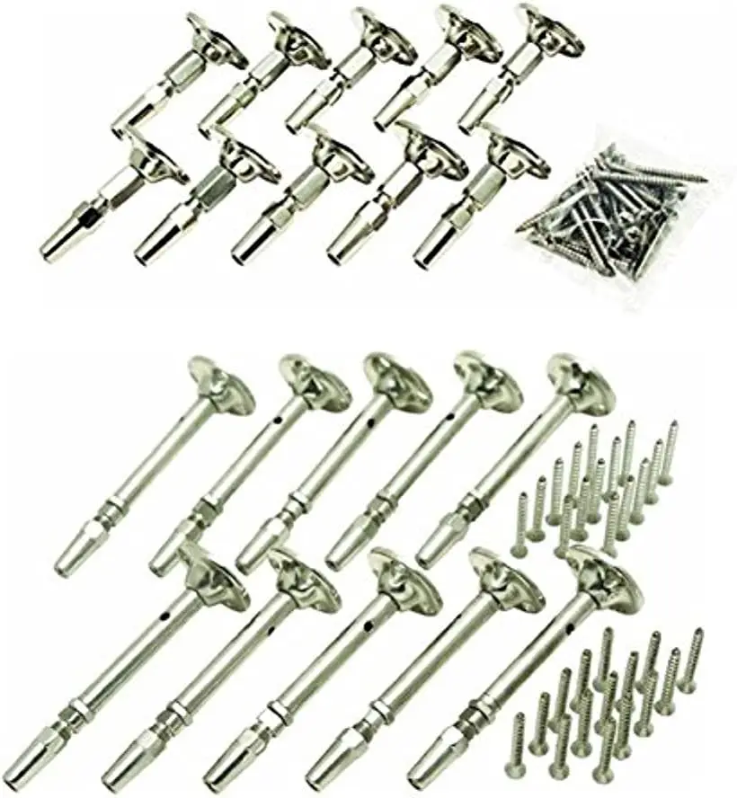 Rail Easy System Swivel Terminating End / Turnbuckle (10 Pack) and Cable Tensioner-Flat (10 Pack) for Cable Railing