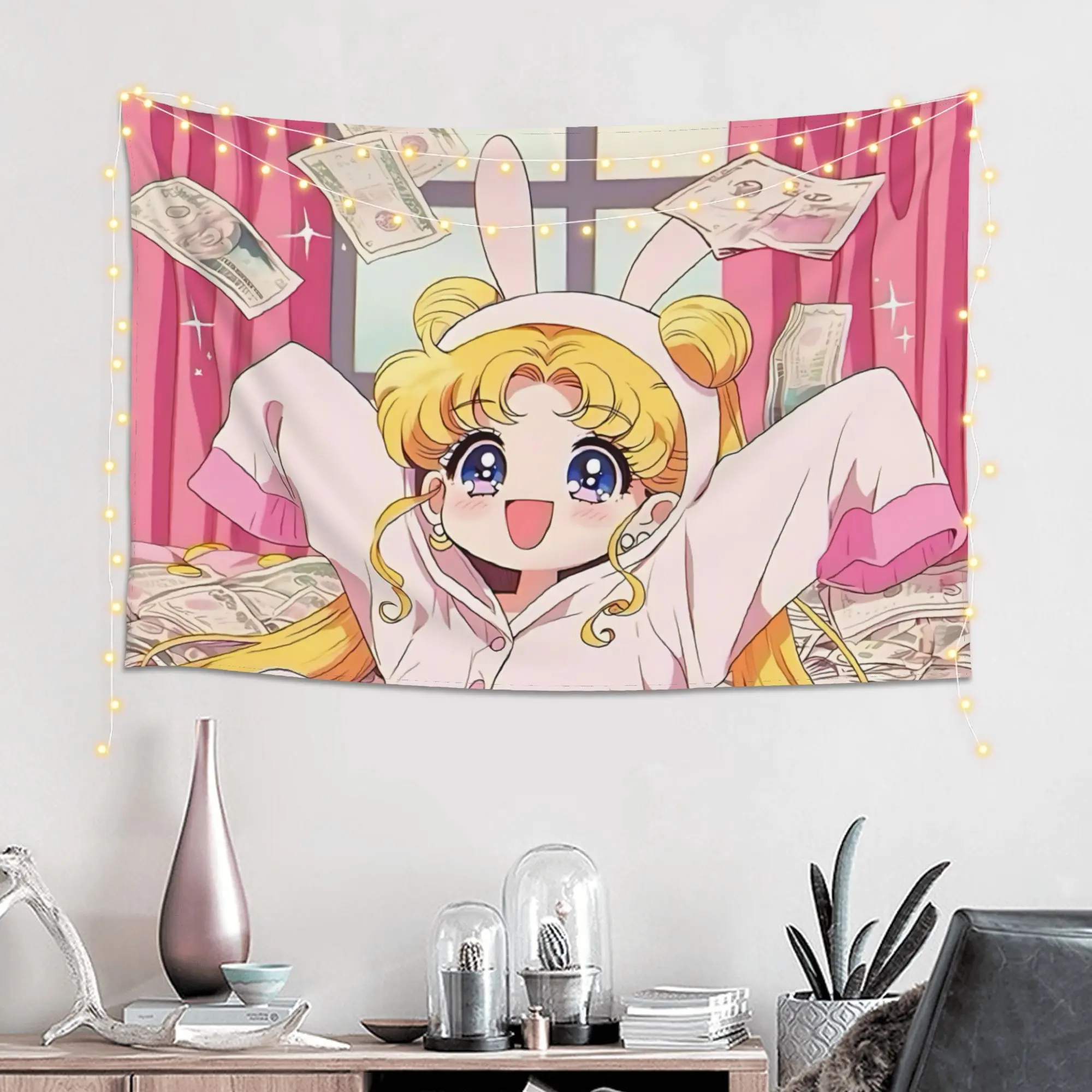 Customized Sailor Moons Cutecore Tapestry  Wall Hanging Blanket Tapestry Home Decor Items Wall Decorations