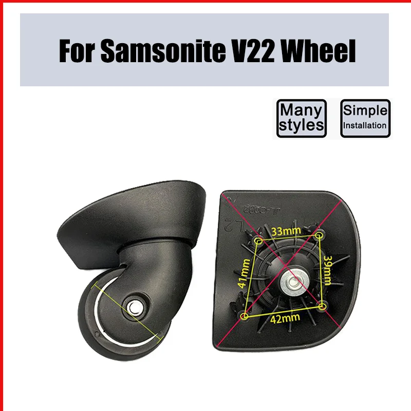 For Samsonite V22 Trolley Case Wheel Pulley Sliding Casters Universal Wheel Luggage Wheel Silent Smooth Wear-resistant Black