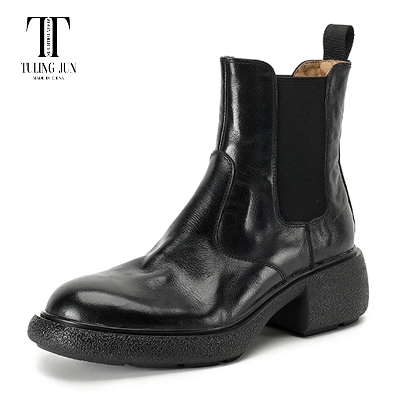 

TULING JUN 2024 New Autumn Winter Daily Wear Short Women's Boots Medium Heels Retro Comfort Simplicity Shoes For Women L