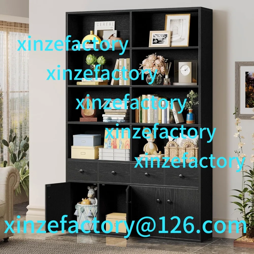 

Customization 78.7" Bookcase With 4 Drawers And 4 Doors, 6 Tier Large Bookshelf With Storage, Floor Standing Display Storage