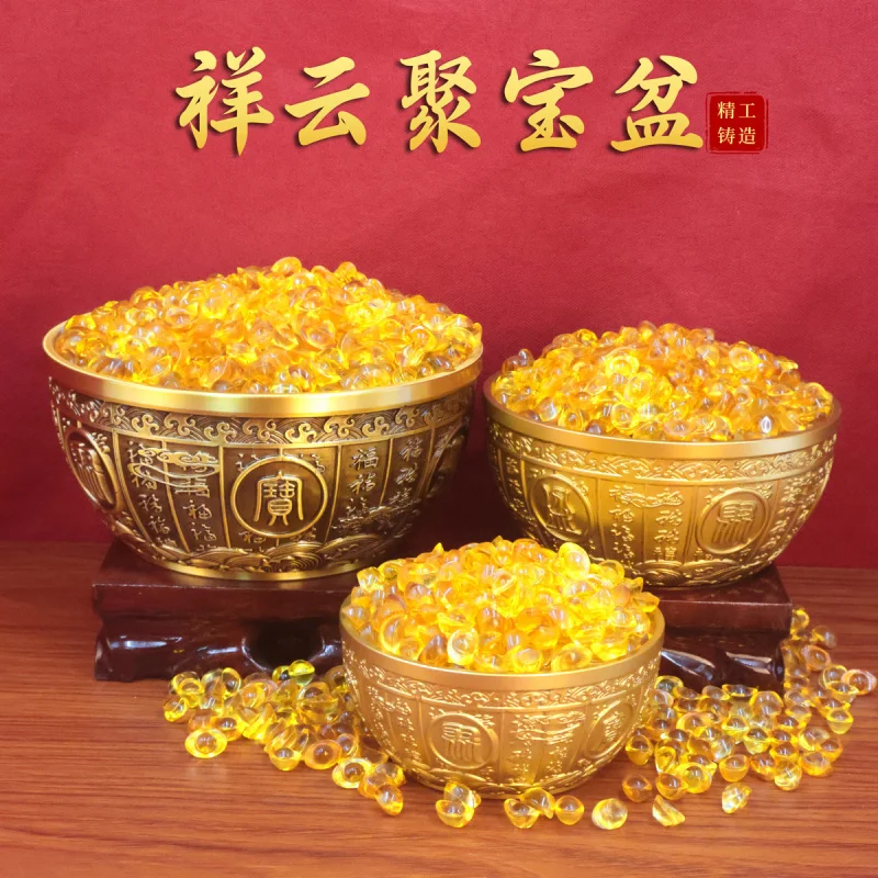 Brass -Attracting Clouds for Living Room, Office, Store Opening, Wealth Gathering, Rice Treasure Bowl, Deskt