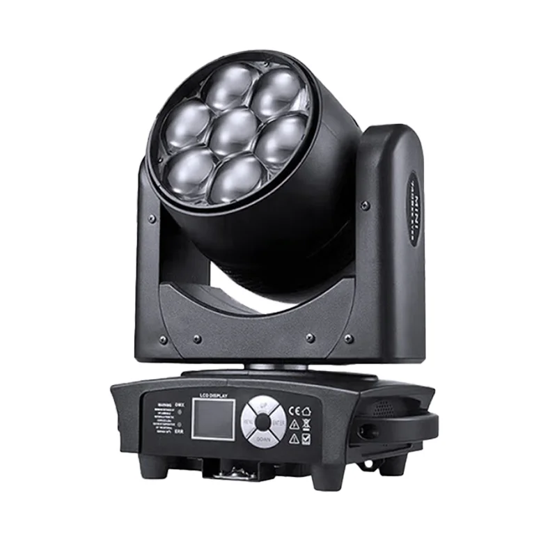 Mini 7×40W RGBW Bee-Eye Wash Wall Moving Head Lights, 4-in-1 Super Light Effects, Rotating Beams Shining on Disco, Bar, Club and