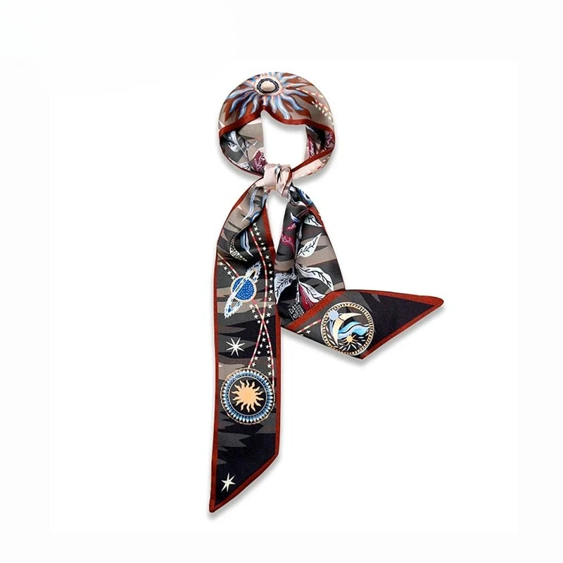 

Новинка 2021, шелковые шарфы, весенне-осенние украшения, лента для волос с джокером, сумки, маленький шарф, повязка для волос, тонкий женский шарф