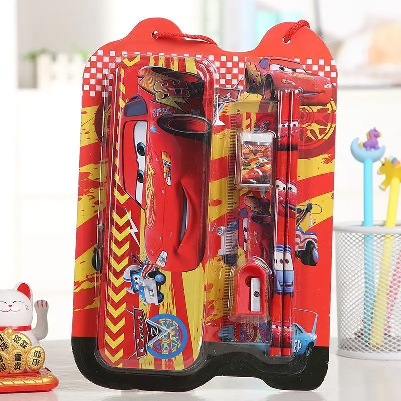 Disney Lightning McQueen Mickey Winnie the Pooh Cartoon Children\'s Pencil Eraser Cute Kawaii Children\'s Learning Stationery Set