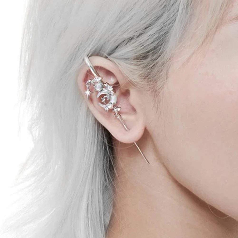 Women's Delicate Moon Ear Hook Piercing Earrings, Charming Gift
