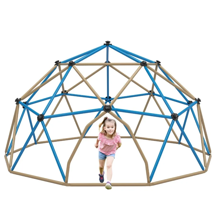 

Climbing Dome Tower 13 ft Jungle Gym Geometric Playground Dome Climber Monkey Bars Play Center Rust UV Resistant Steel Supporti