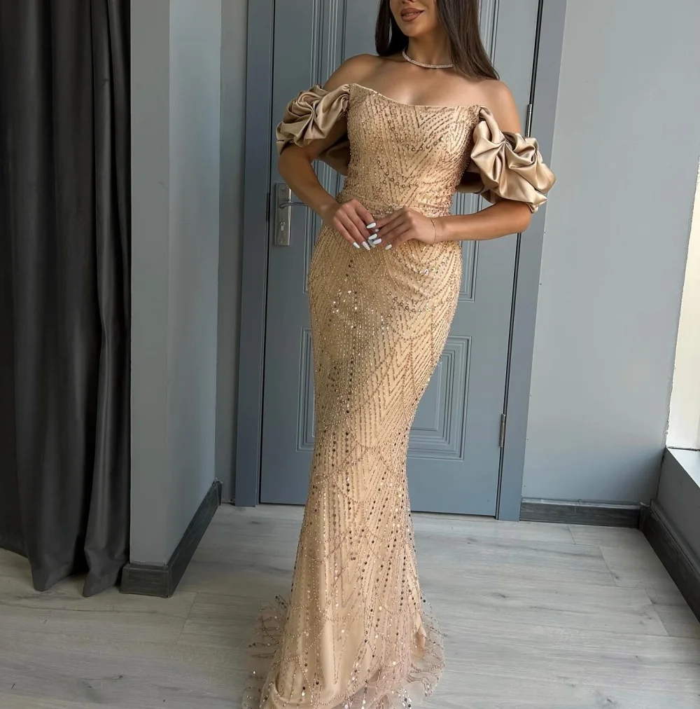 

Customized Sequined Beading Temperament Mermaid Off the Shoulder Bespoke Occasion Women Luxury Evening Elegant Party Sparkle
