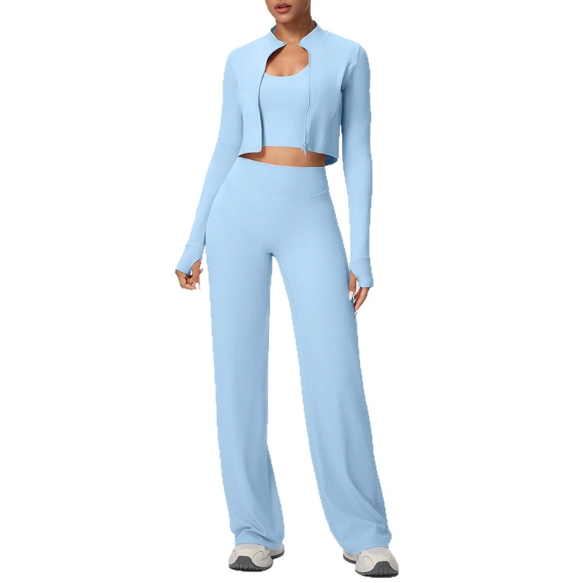 

3PCS Women's Sportswear Yoga Set Outdoor Recreation Athletic Wear Sports Elastic Gym Legging Fitness Vest Long Sleeve Yoga Suits