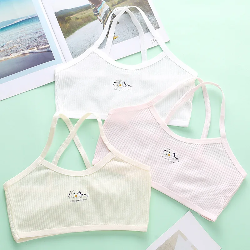 Girl Bra Teen Crop Top Underwear Vest Puberty Thin No Breast Pad Sport Training Bras Tube Top 7-14Y Training Bra