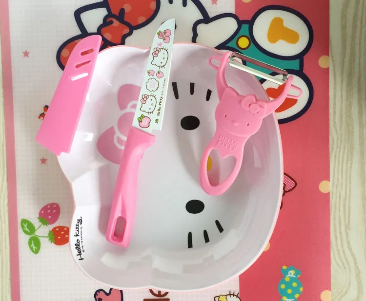 Sanrio kartun praktis pisau pengupas Hello Kitty lucu dicetak baja anti karat pegangan plastik portabel pabrik penjualan langsung