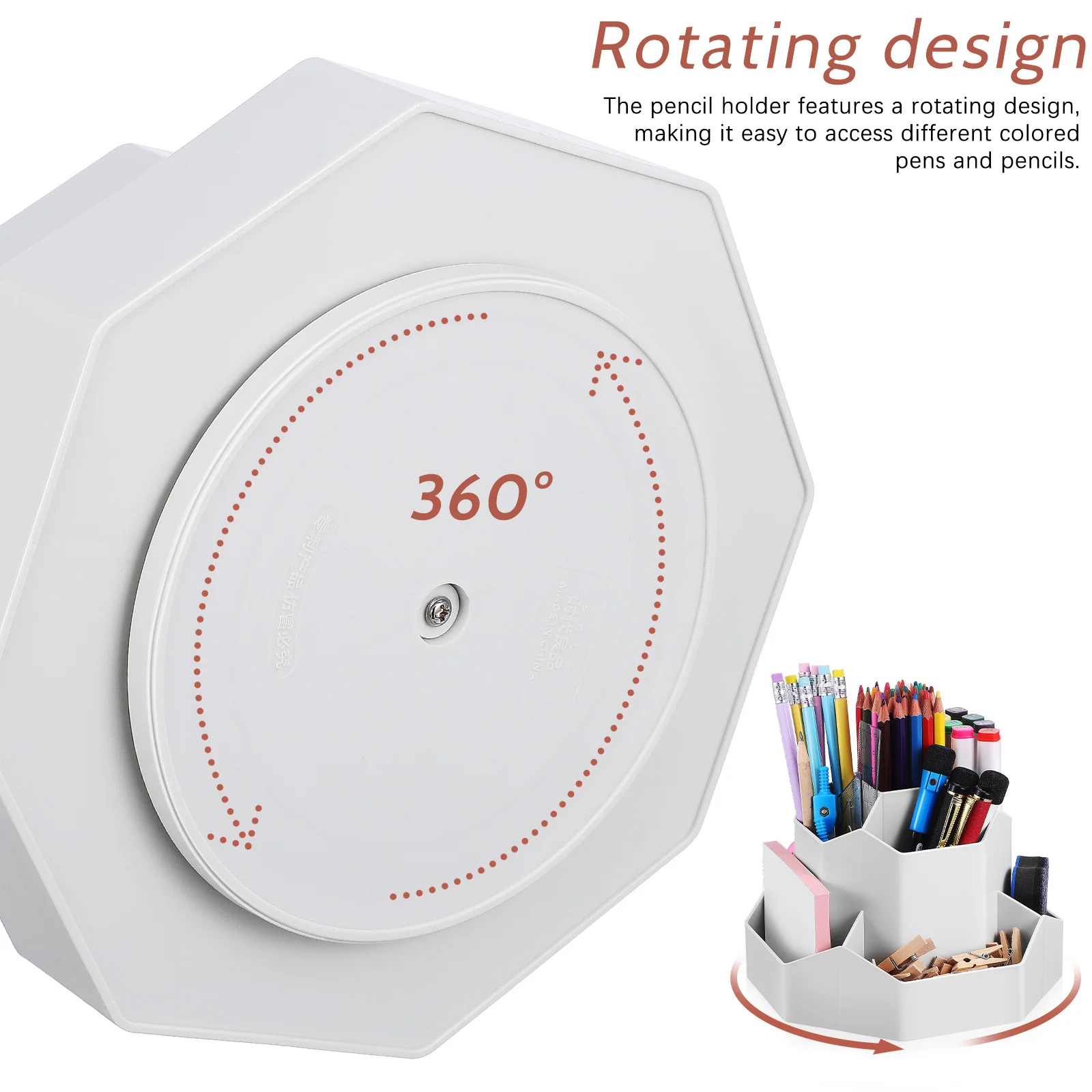 

Rotating Pen Holder Desk Organizer Simple Stylish Design Ample Space Multiple Compartments Office Supplies