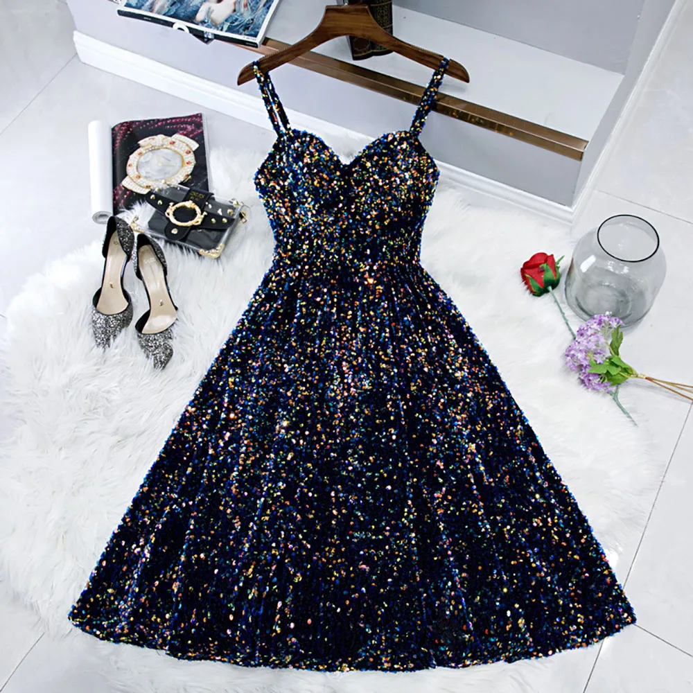 Customized Short Homecoming Dresses Vestidos De Festa Sparkly Sequined Soiree Robe Graduation Formal Party Gowns